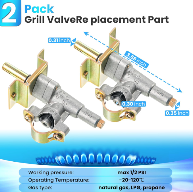 Valvola Di Controllo Del Bruciatore Della Piastra, Confezione Da 2 Valvola Del Gas Di Ricambio Per Grill A 36 Fuochi Da 4 Pollici Modelli 1554 1565 1836 1866