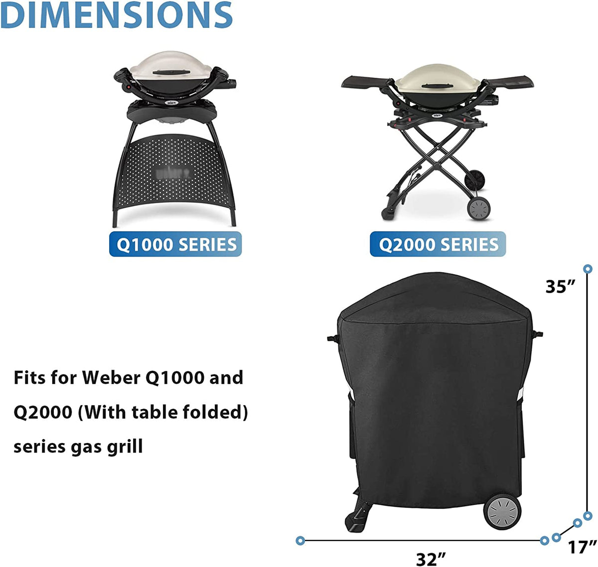 Portable Grill Stove Cover, 210D Oxford Cloth Waterproof BBQ Cover For  Weber Q2000 /Q200 BBQ Cover
