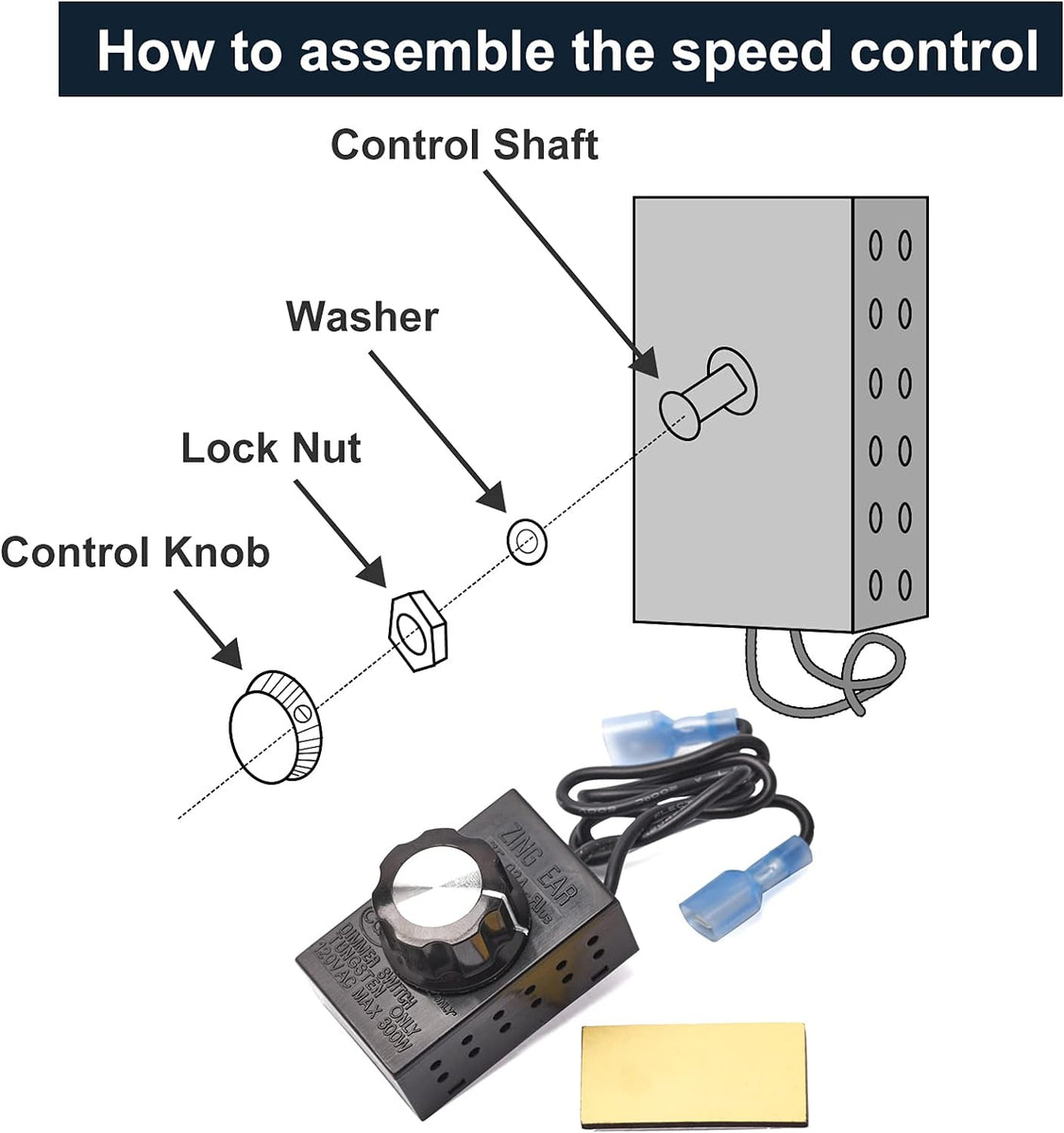Fireplace Stove Blower Fan Variable Rheostat Speed On/Off Switch Contr