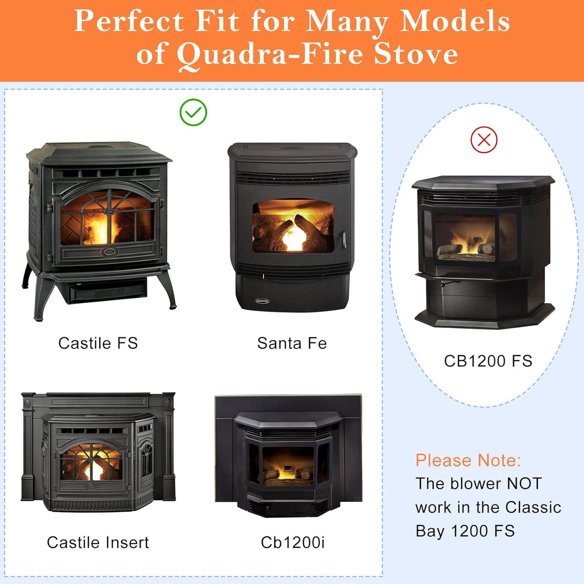 Convection Blower Fan 812-4900 for Quadra-fire Classic Bay 1200