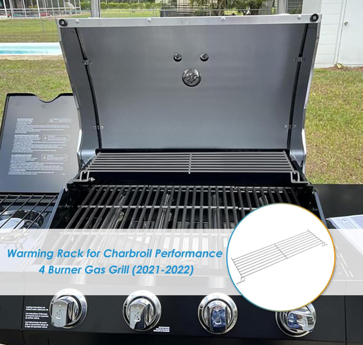 Warmhalterost Für Charbroil Performance 4 Brenner Grill – Ersatzteil Nr. G428-0002-W1 – Swing Away Gitter