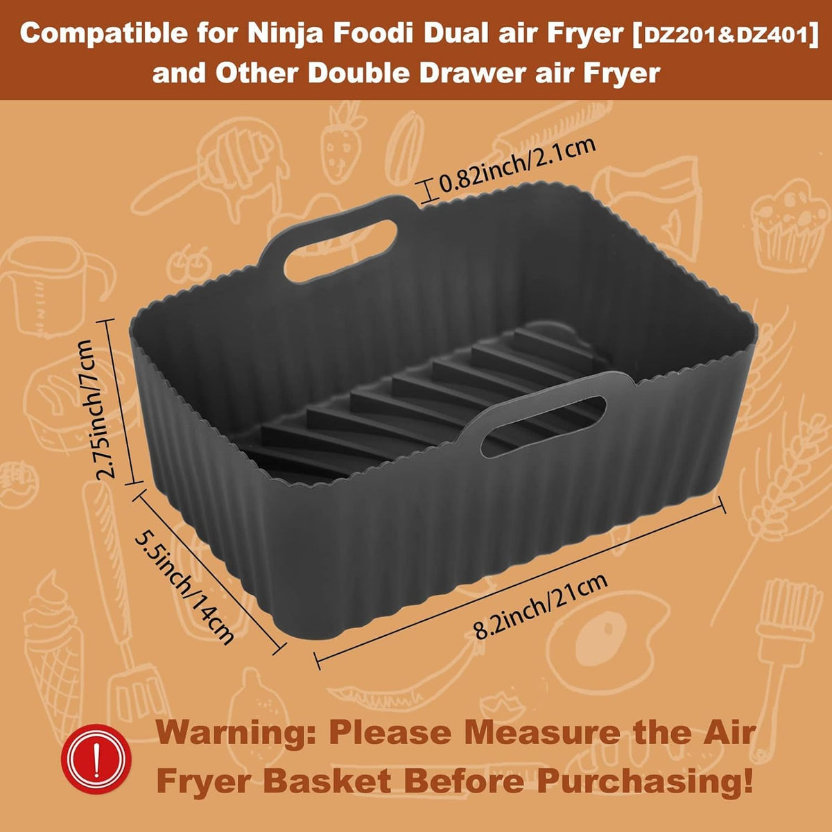 2-Pack Air Fryer Silicone Liners For Ninja 8-10 QT – Non-Stick, Reusable, Dishwasher Safe & Heat Resistant - View #12