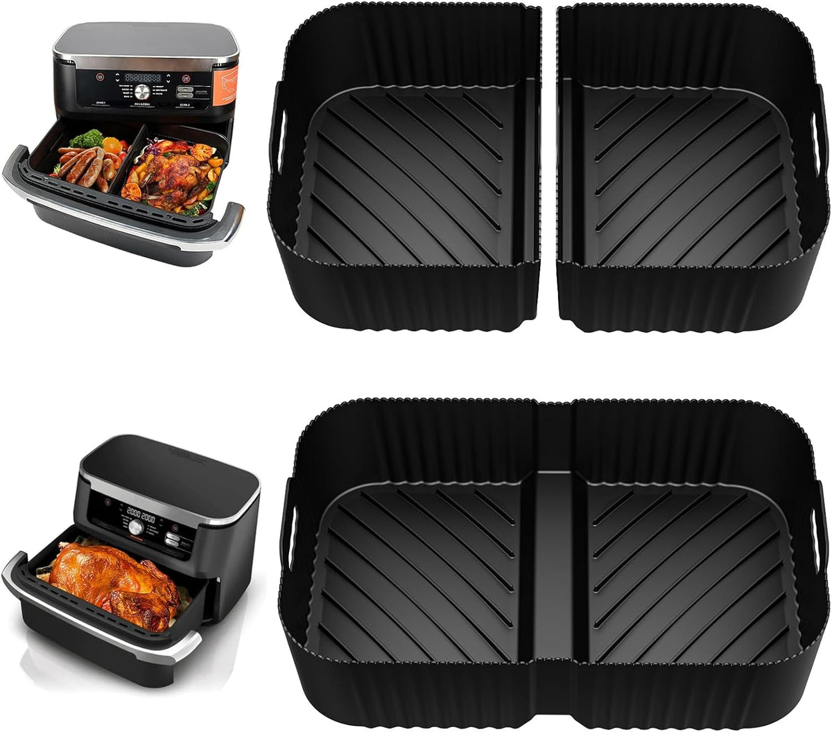 Air Fryer Silicone Liners for Ninja DZ071 7-QT Dual Zone Megazone