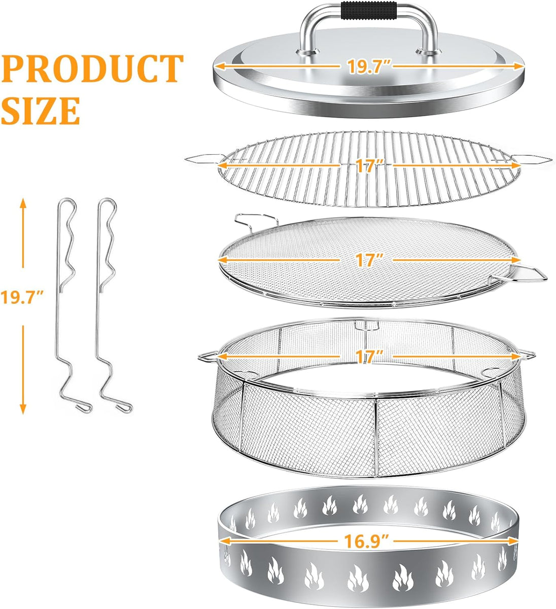 Fire Pit Accessory Kit for Solo Stove Bonfire 19.5 Inch, Lid