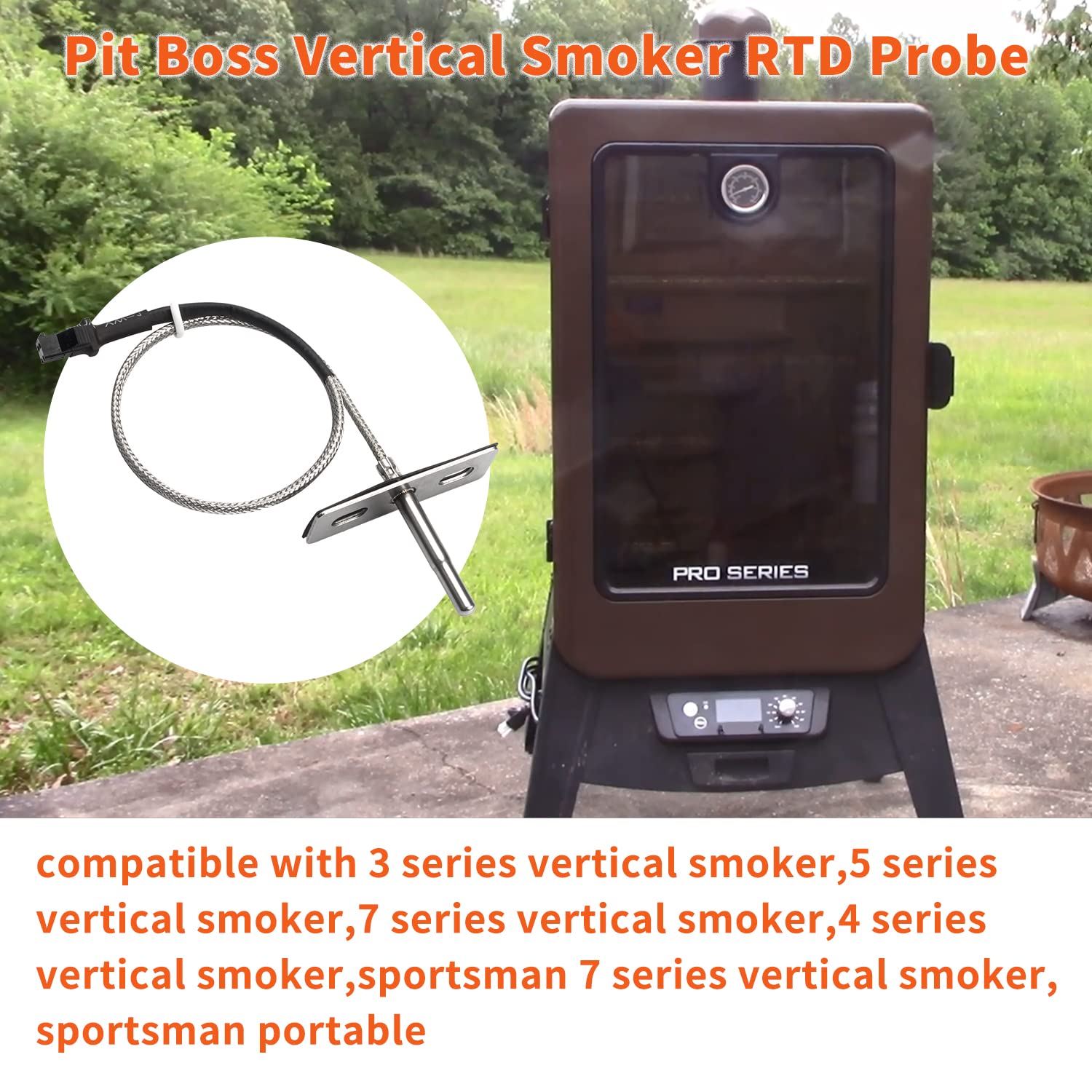GrillPartsReplacement - Online BBQ Parts Retailer RTD Temperature Probe Sensor for Pit Boss 3, 5, 7 Series, Pro Series II 4 Series, Sportsman 7 Series Vertical Smoker Grills