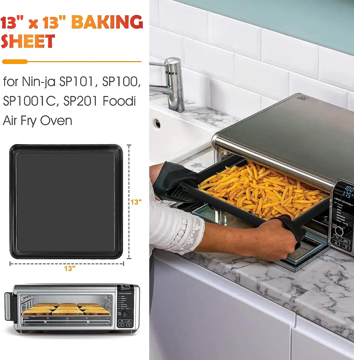  Professional 13 × 13 Baking Sheet, Cookie Sheet Pan, Nonstick  Bakeware for SP101, SP100, SP1001C, SP201 Foodi Air Fry Oven, Sheet Pan for  Foodi 8-in-1 Air Fry Oven, Non-Stick Pan for
