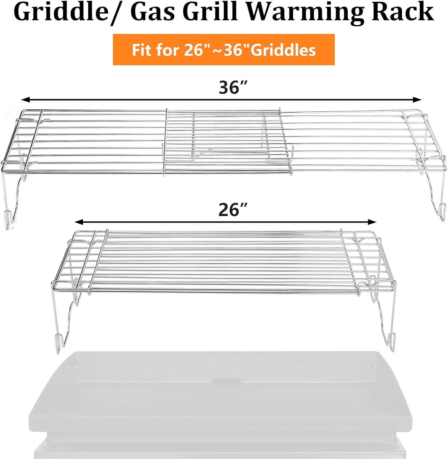 thumbnail image 2 of CANDANA Grill Rack For Blackstone Warming Grid Adjustable 17 22 28 36 Inch Griddle Taco Racks Upper Shelf For Weber Pit Boss Nexgrill Charbroil 2 of 9