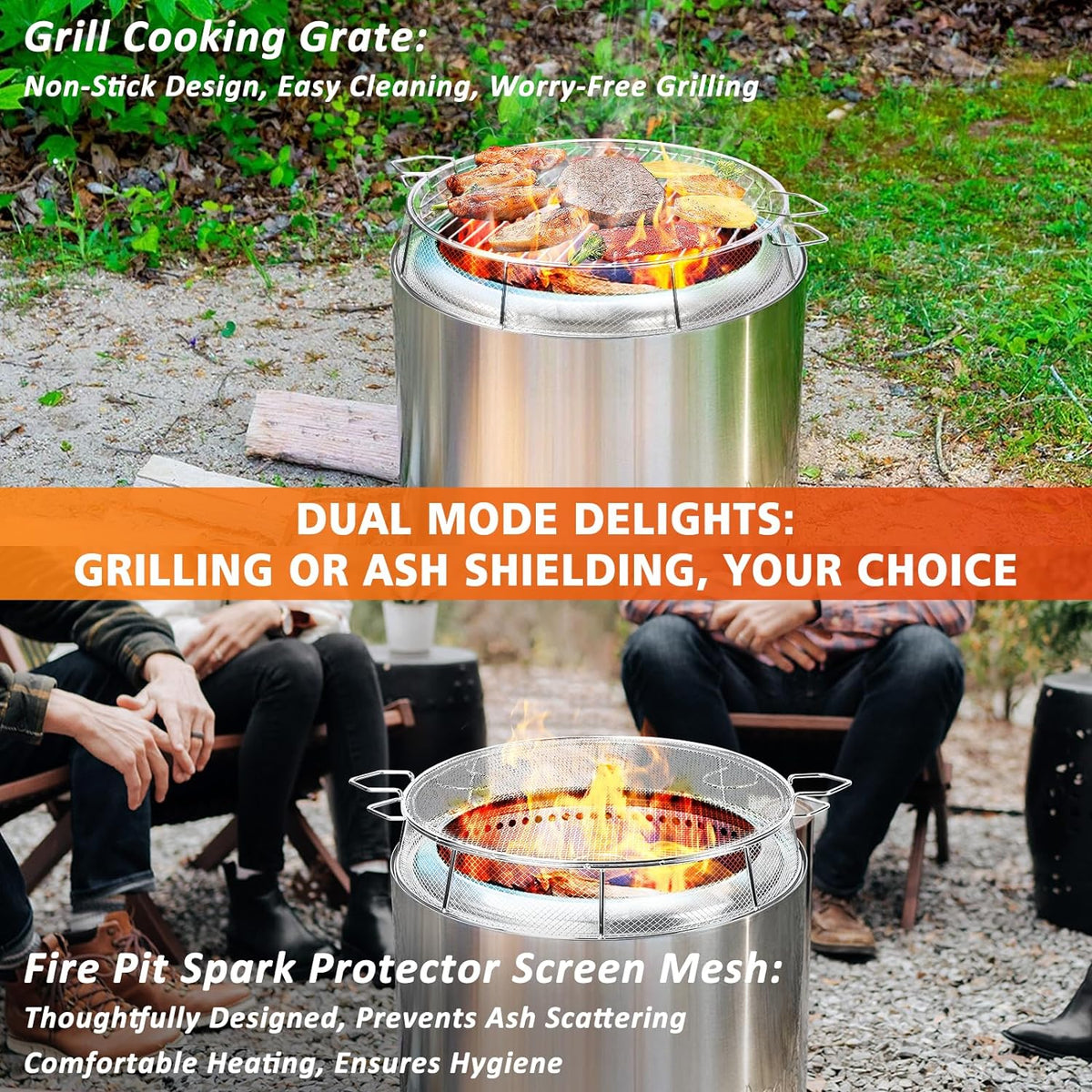 Fire Pit Grates & Stand & Spark Screen for Solo Stove Bonfire 19.5