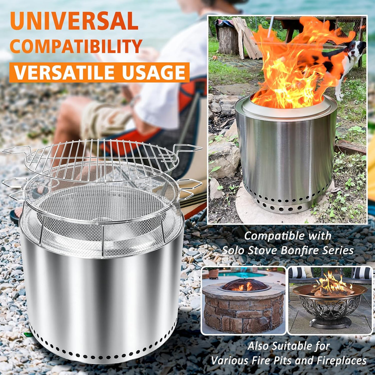 Fireplace Screen Shield For Solo Stove Ranger 15 Inch, 304