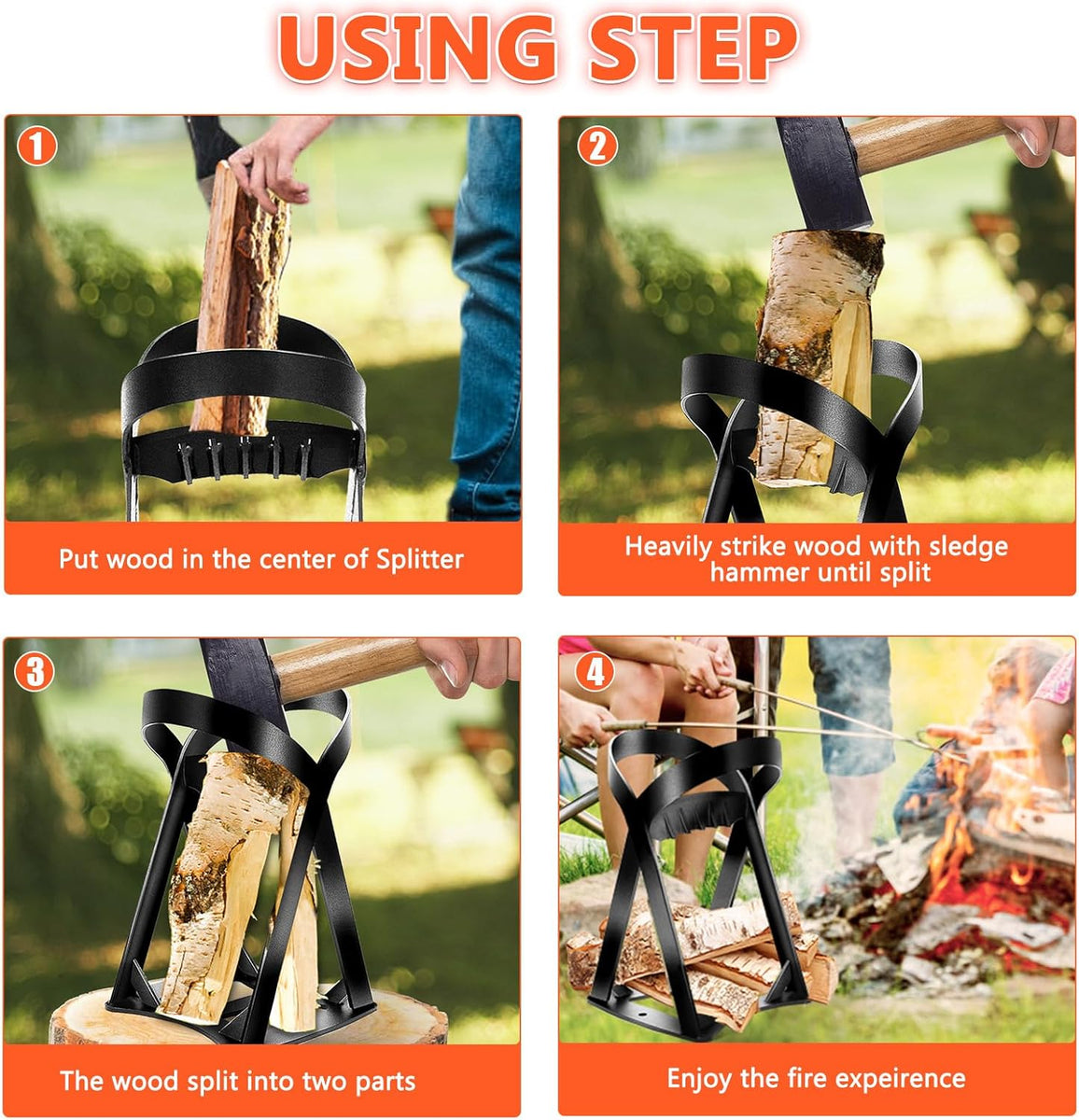 Log Splitter GREENER Firewood Kindling Splitter Stand Cast Steel