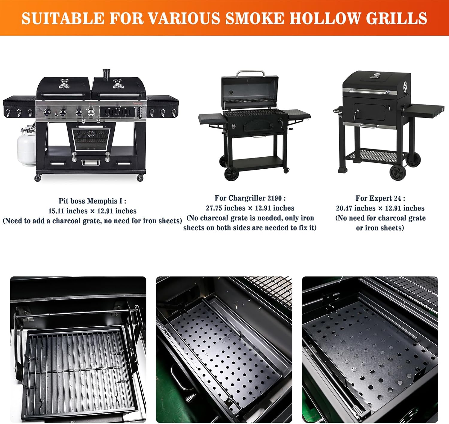 Pit Boss Memphis Ultimate Combo Grill Charcoal Pan Tray Basket Kit