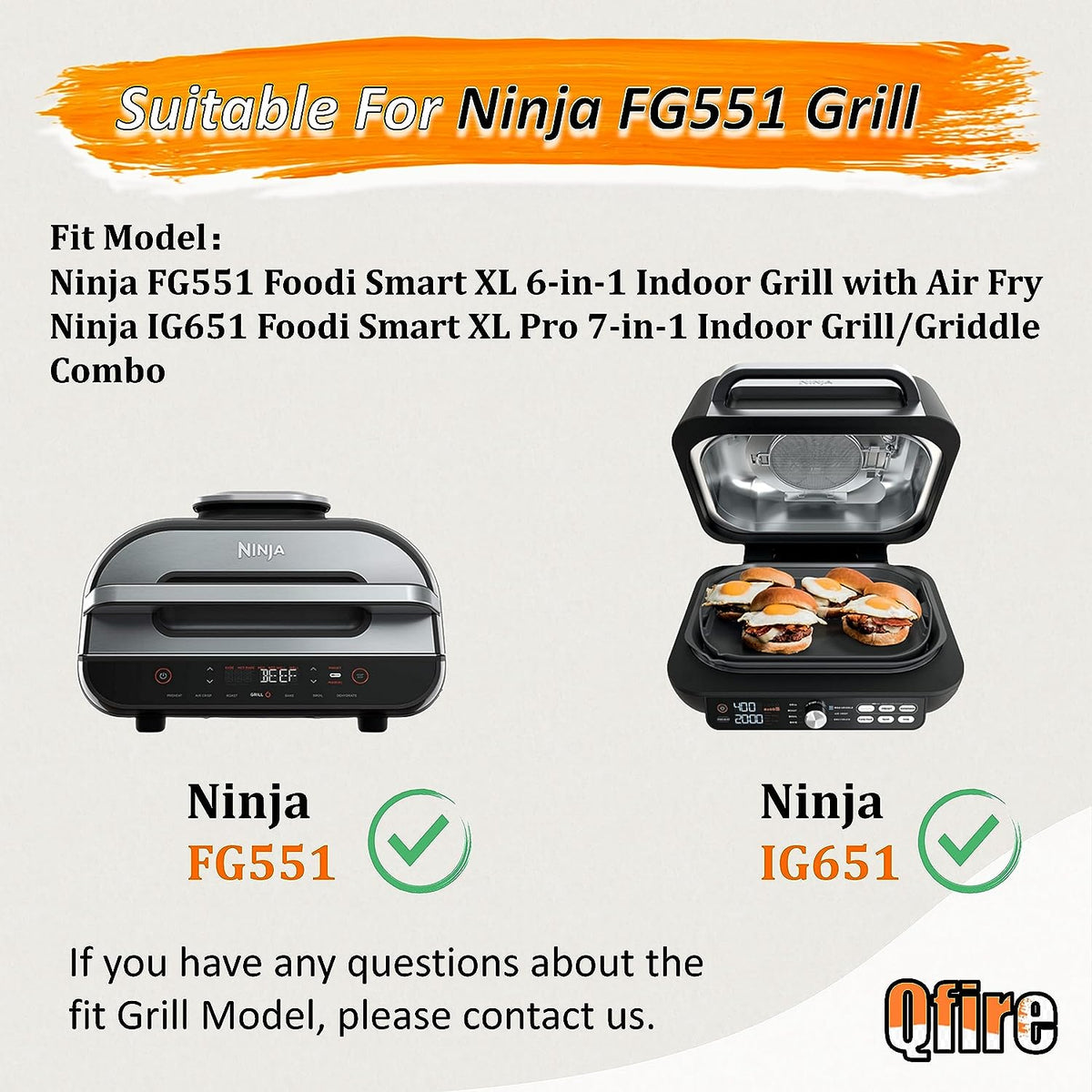Ninja FG551 Foodi Smart XL 6-in-1 Indoor Grill Smart Thermometer with Color Option (Refurbished) Copper