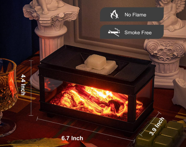 Freestanding Flickering Fireplace Wax Warmer, Electric Wax Melt Warmer