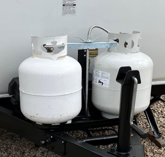 RV Dual Propane Tank Holder, 20lb Propane Tank Cylinder Rack for RVs a
