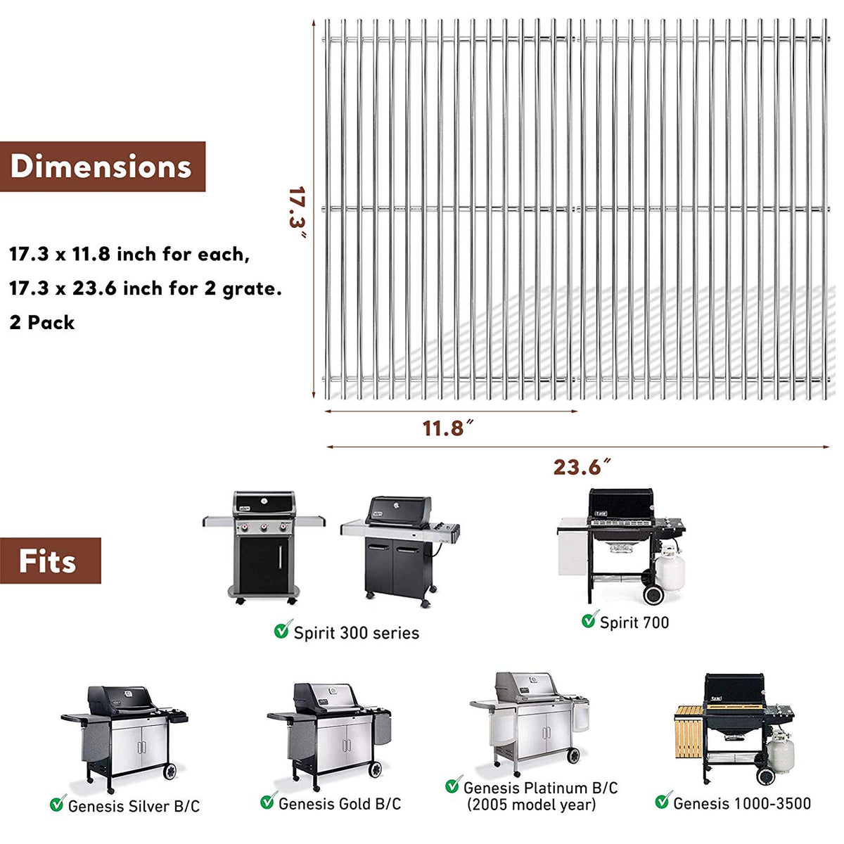 GIRXZYBX 44,5 cm Grille de calane pour Spirit I II 300 série 310 E310 GIRXZYBX 44,5 cm Grille de calane pour Spirit I II 300 série 310 E310