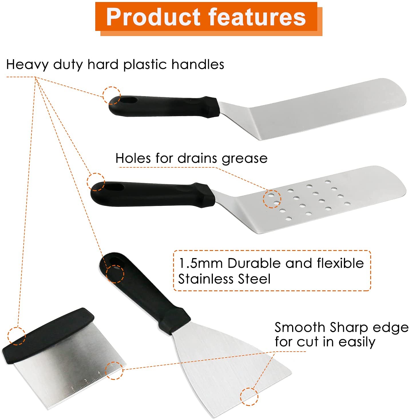 Commercial Heavy Duty Grill Scraper Flat Griddle Top Accessories Cleaning  Tool