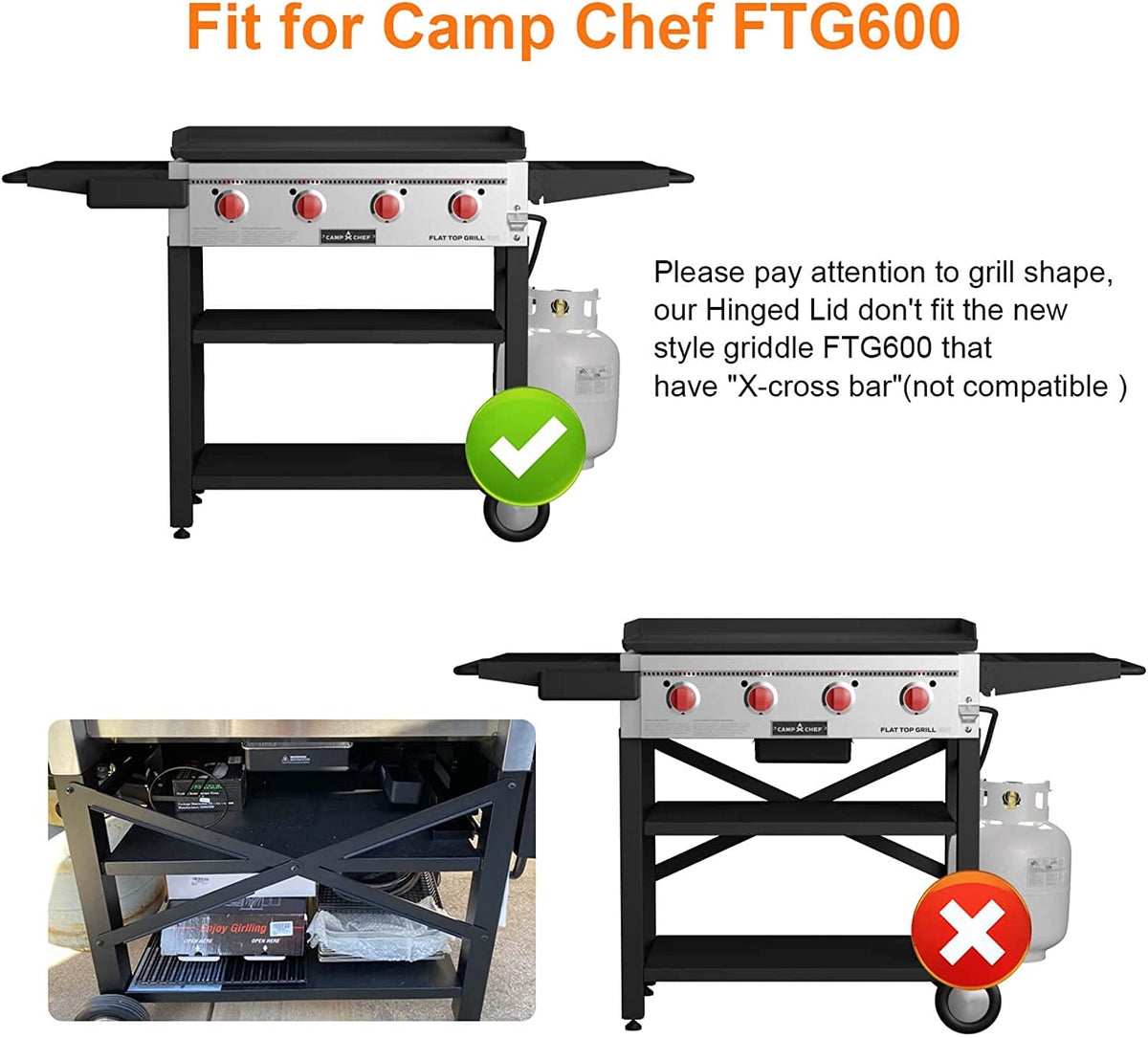 Hard Cover Hood Lid for Camp Chef FTG600 Flat Table Top Griddles