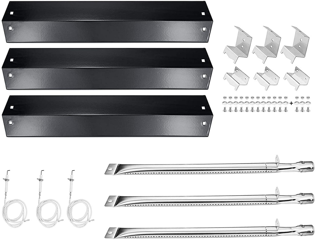 Criditpid Pièces De Grill Pour Chargriller 5050, 5650, 3001, 3030, 5072, 3008, 4000, 5252, 5050 Modèles De Gril, Plaque Chauffante En Acier Porcelaine, Tube De Brûleur, Support De Suspension Pour