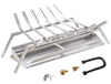 24-inch Fireplace Log Grate with Dual Burner Pan and Connection Kit for Natural Gas Frire Pit, 304 Stainless Steel
