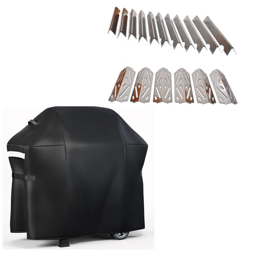 Products Flavorizer Bars + Heat Deflectors + Grill Cover for Weber Genesis II E/S610, II LX E/S640 6 Burner Grill (2017 and Newer), 66796, 66040 Stainless Steel Parts