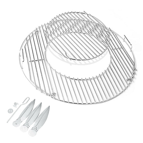 8835 Cooking Grates + 7444 Cleaning System Kit for Weber 22.5 inches One-Touch Charcoal Grill, 304 Stainless Steel Version