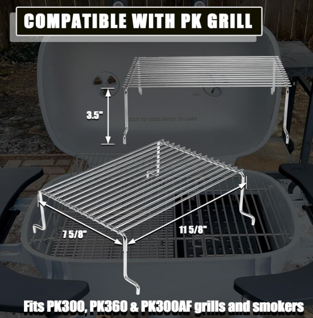 Pk360 Rack Grill Warming Rack for PK99011 Grill & Smoker 300 Series, Raised Barbe ...