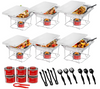6 Pack Disposable Chafing Dish Buffet Set, Half Size Pans, Welded Body Food Warmers for Parties, Fuel Cans Complete Set, Warming Trays