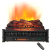 26” Infrared Quartz Electric Fireplace Log Heater with Realistic Pinewood Ember Bed Insert, Overheat Protection, Remote Control, 1500W