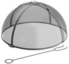 36 Inch Round Fire Pit Spark Screen Cover , Heavy-Duty Mesh Guard with Handle and Poker, Easy-Opening