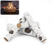 4PCS Gas Fireplace Logs, 7.5–7.8 in White Birch Ceramic Gas Fireplace Logs for Outdoor/Indoor Fire Pits, Fire Tables & Vented Gas Fireplaces