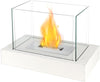 13.5" L White Portable Rectangular Ventless Fireplace Tabletop Fire Bowl Pot with Four-Sided Glass Clean Burning Bio Ethanol for Patio Parties Events