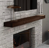 48" Fireplace Mantel, Solid One Piece Rustic Wood, Wall Mounted Floating Farmhouse Shelf - with Invisible Heavy Duty Metal Bracket, Intense Brown