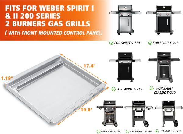 Onlyfire Plaque De Cuisson En Fonte Réversible Pour Weber Gourmet BBQ System - Plancha Compatible Spirit II, Genesis II Et Plus