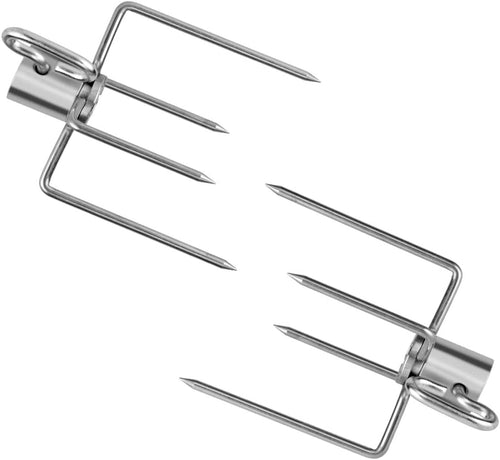 Universal 304 Stainless Steel Rotisserie Meat Forks Fit 1/2-Inch and 3/8-Inch Hexagon & 3/8-Inch and 5/16-Inch Square & 1/2-Inch Round Spit Rods