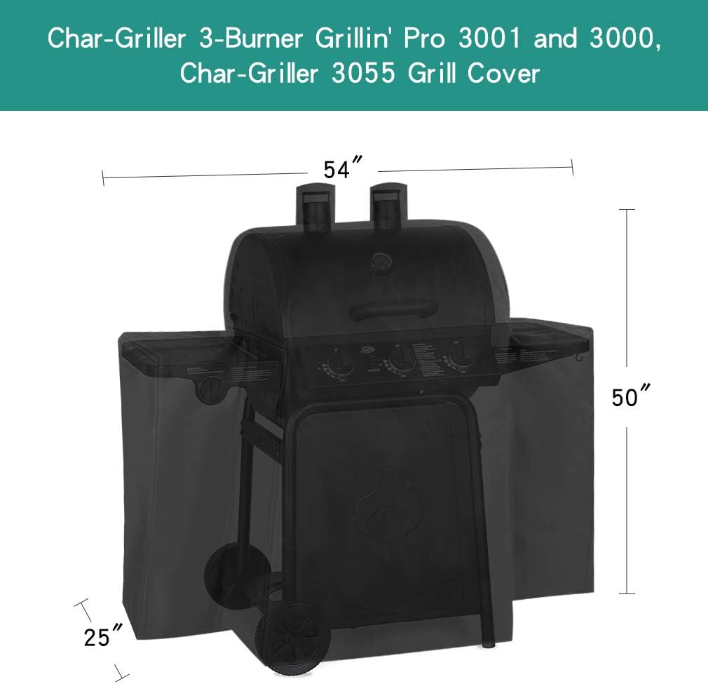 Grill Cover for Char Griller 3055 3 Burner Grillin Pro 3001 and