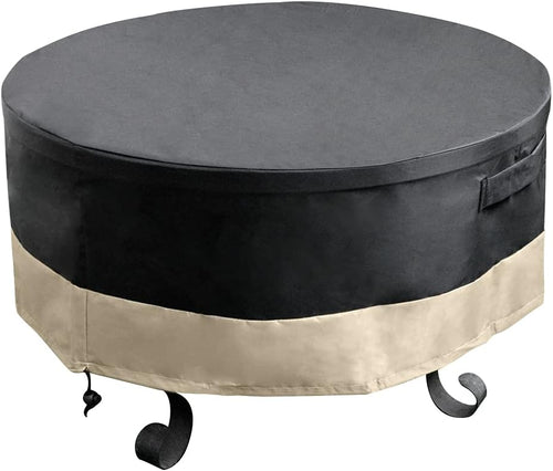 Premium Round Fire Pit Cover fits for under 50 Inch Dia Fire Pit Tables, Patio Furniture Fire Pit Full Coverage Cover