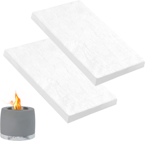 12" D x 8" W x 1" H 2Pcs Ceramic Wool for Fire Pit Tabletop Fireplace Inserts - Extend Burn Time & Improve Insulation