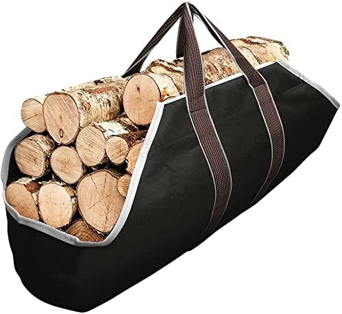 Fireplace & Fire Pit Large Canvas Log Tote Bag Carrier Firewood Holder Woodpile Rack For Outdoor Tubular Birchwood Stand