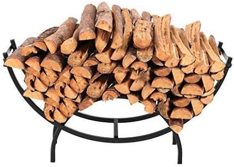 40 Inch Heavy Duty Large Curved Fireplace & Fire Pit Wood Holder Firewood Racks Oval Base for Kindling Wood Storage
