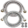 6 Ft Washer Stainless Steel Hoses Braided Stainless Steel Water Supply Line, Hot and Cold Striped Water Supply Lines for Washing Machine, 2 Pack