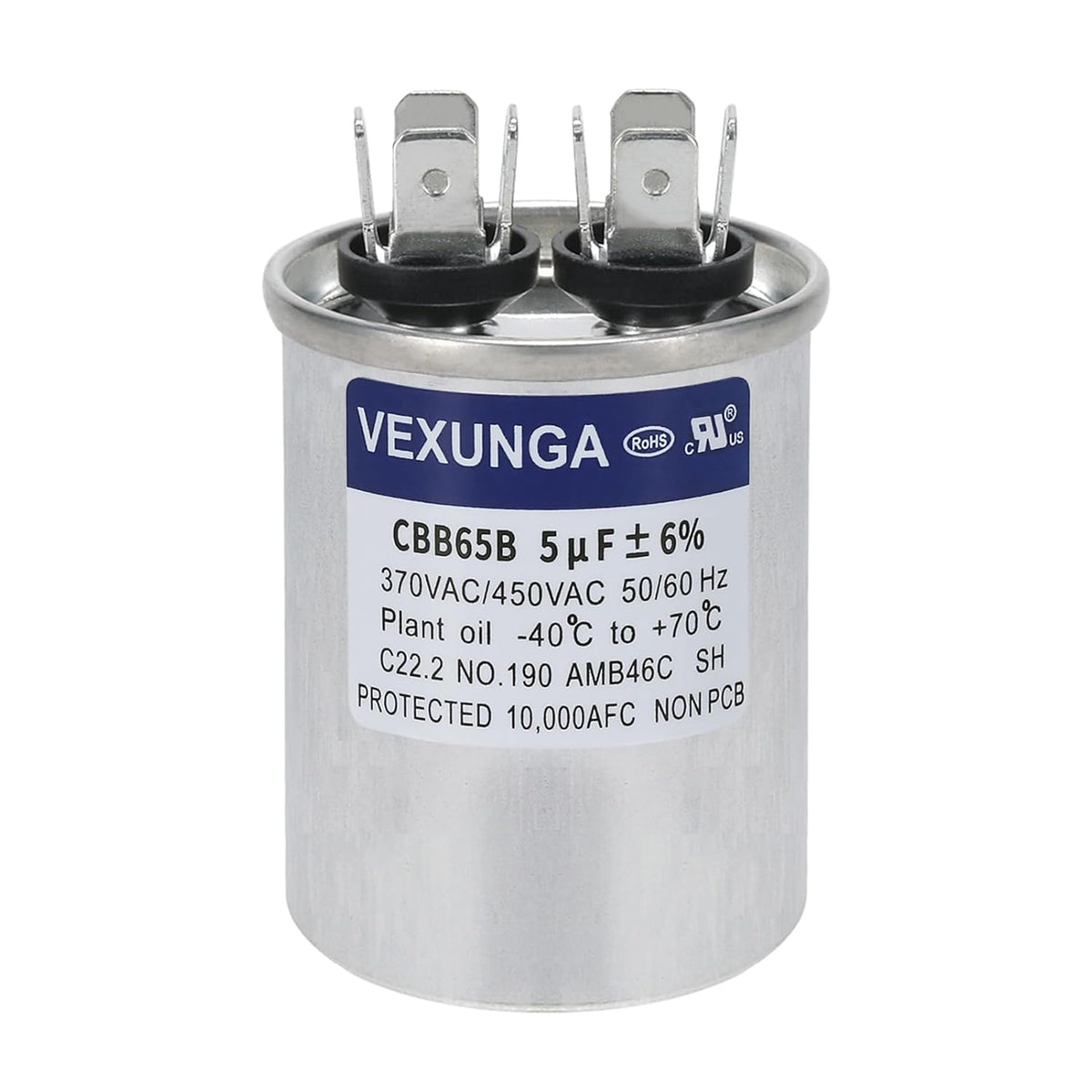 AC Capacitor 5uF 5 MFD 370VAC 440VAC 450VAC 50/60Hz CBB65B Round Run S ...