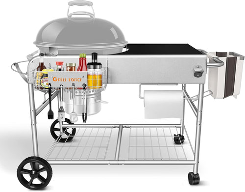 Grill Table Cart for Weber 18" & 22" Original Kettle, Outdoor Prep Table for Jumbo Joe, Master-Touch Charcoal Grill, Performer Charcoal Grill
