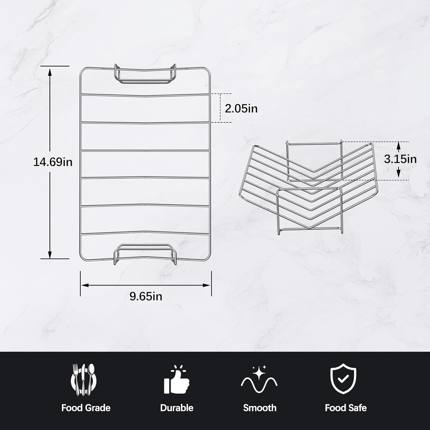 Ninja Smoker Rib Rack Rib Racks for Grilling and Smoking - Stainless Steel Accessories for N ...
