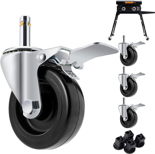 4 Pcs 3" Caster Wheels for Blackstone 17" & 22" Table Top Griddle Stand, 360 Degree Silky Swivel