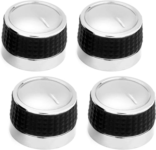 4Pcs Grill Control Knobs Chrome Plated Plastic Gas Stove Burner Knobs for BBQ Gas Grills with D Shaped Valve Stem