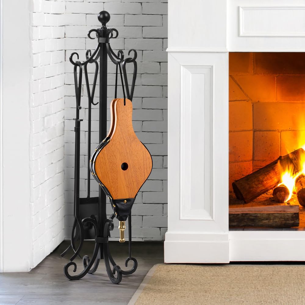 Amagabeli Fireplace Bellows 17x 7.5 Large Wood Air Blower Outdoor Mo