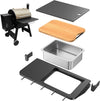 Folding Front Shelf for Traeger Pro 22 & 575, Lil' Tex Elite 22, Eastwood 22 and Ironwood 650, BAC362, All-in-One Grill Table with Wood Cutting Board