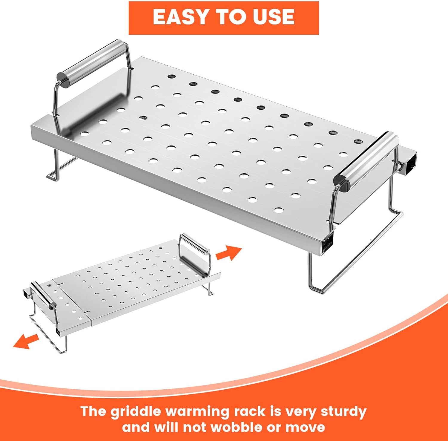 Behind Griddle Rack System Adjustable Griddle Warming Rack for Blackstone 17 22 28 36 Inch Flat T ...