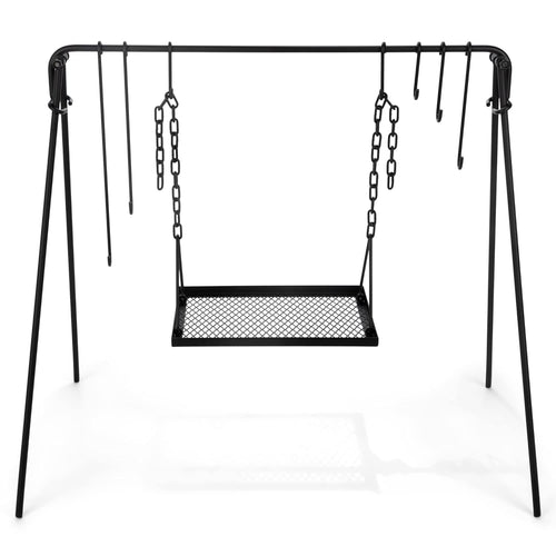 Campfire Grill Camping Open Fire Cooker Stand Swing Away Hanging Grill Equipment for Fire Pit Stand Campfire Cooking Rack Stand