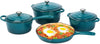 9Pcs Enameled Cast Iron Cookware Set, Non Stick Pots and Pans Kit, Rack Organizer, 10.25” Skillet, 2QT Saucepan, 2.25QT/4.75QT Dutch Oven